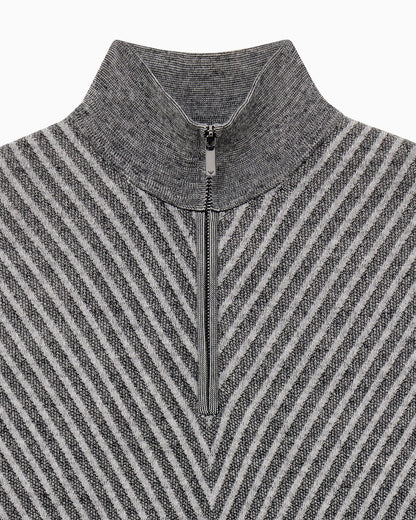 Partial zip sweater in processed virgin wool Signature Capsule