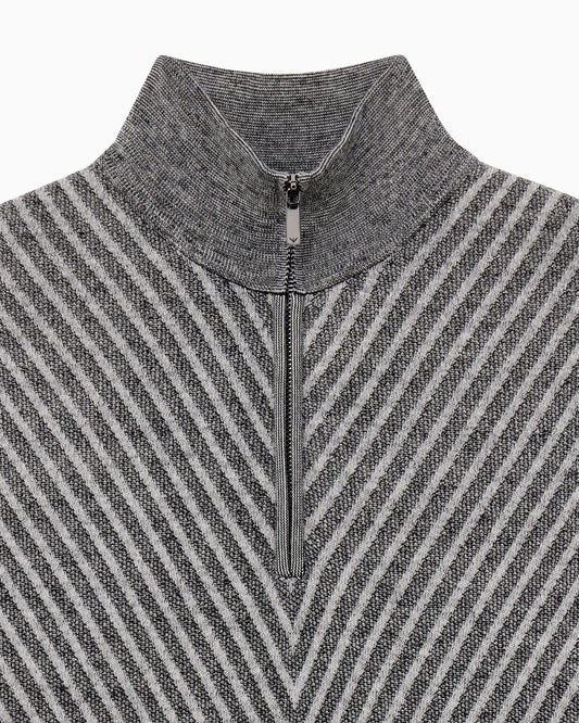 Partial zip sweater in processed virgin wool Signature Capsule