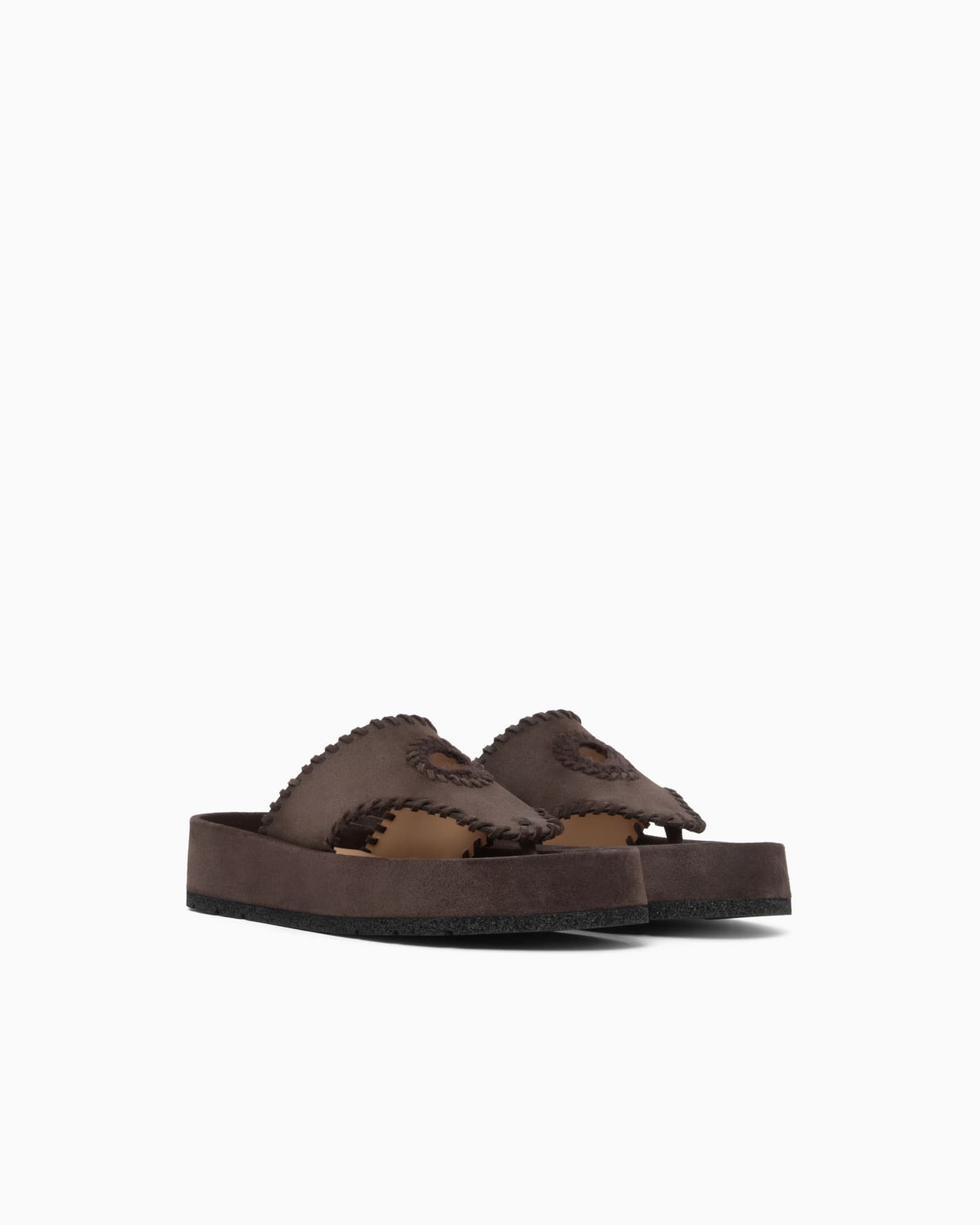 Velour suede flip-flop sandals