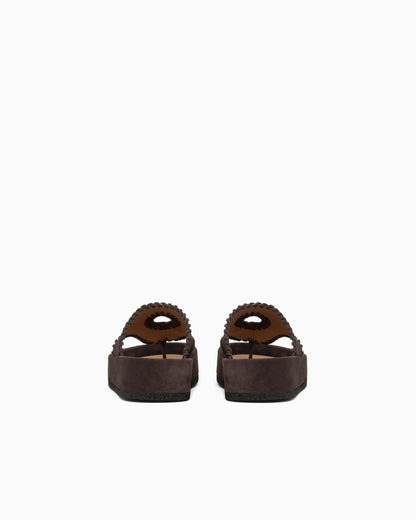 Velour suede flip-flop sandals