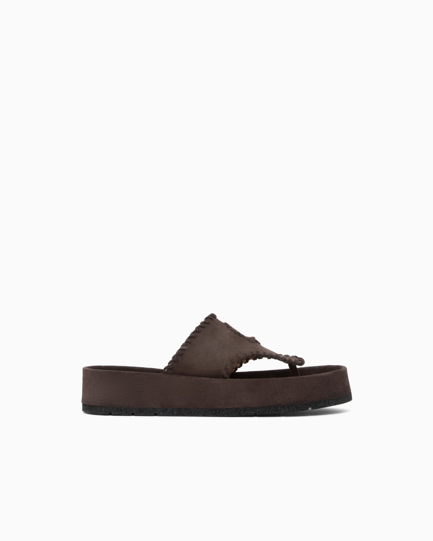 Velour suede flip-flop sandals