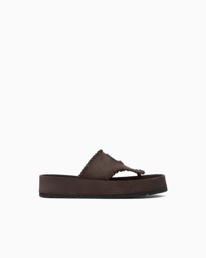 Velour suede flip-flop sandals