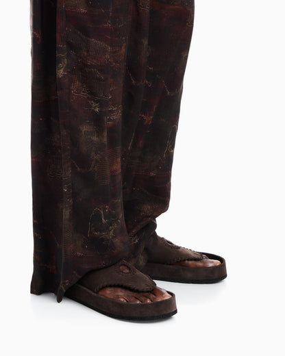 Velour suede flip-flop sandals