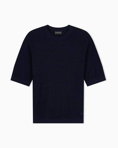 Chevron jacquard knit sweater