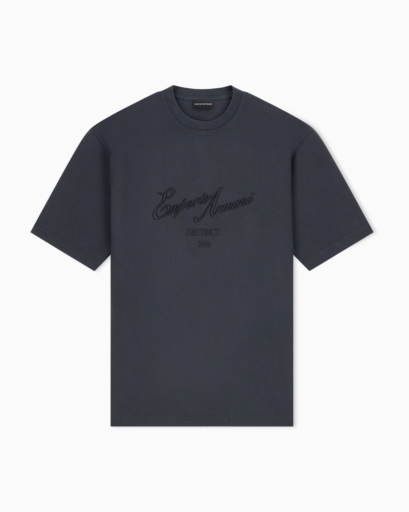 Piqué jersey T-shirt with embroidered raised logo