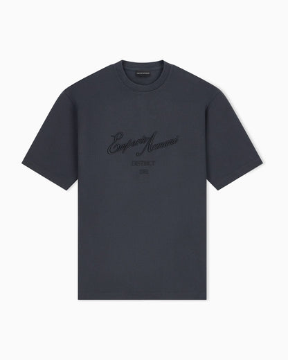 Piqué jersey T-shirt with embroidered raised logo