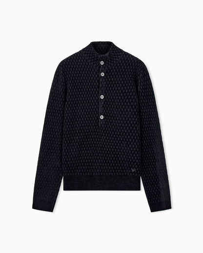 Signature Capsule textured virgin wool buttoned sweater