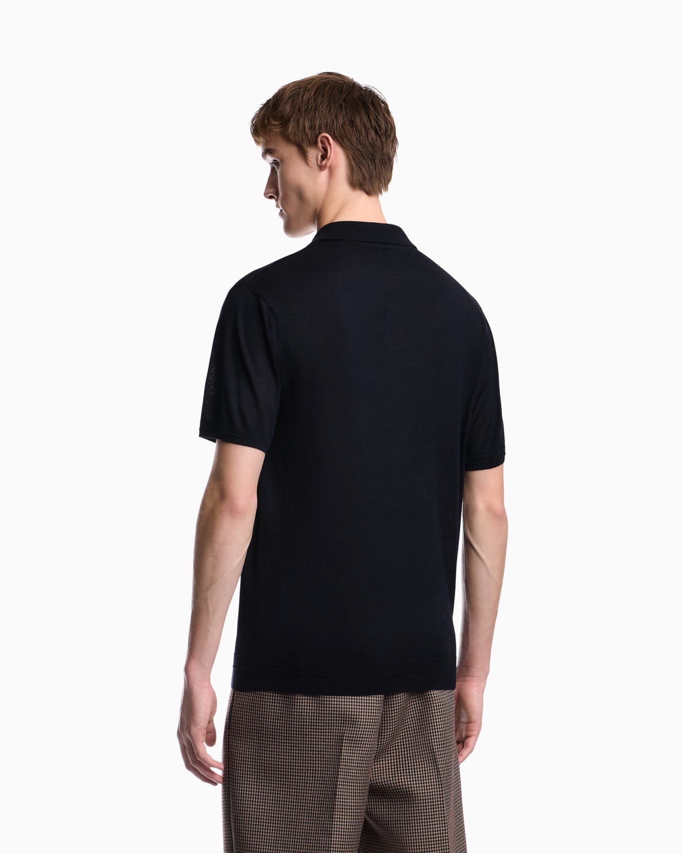 Virgin wool and silk polo neck sweater
