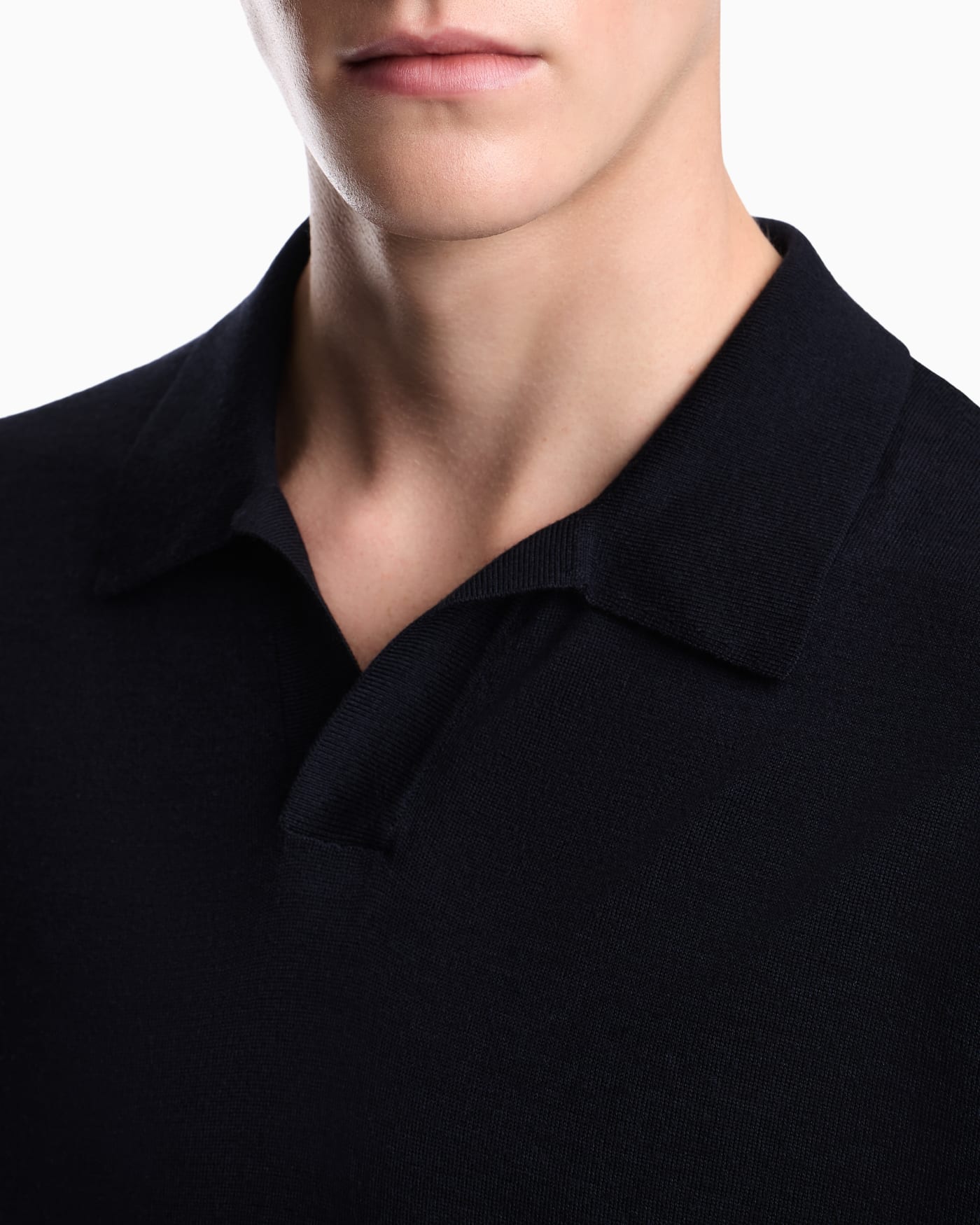 Virgin wool and silk polo neck sweater