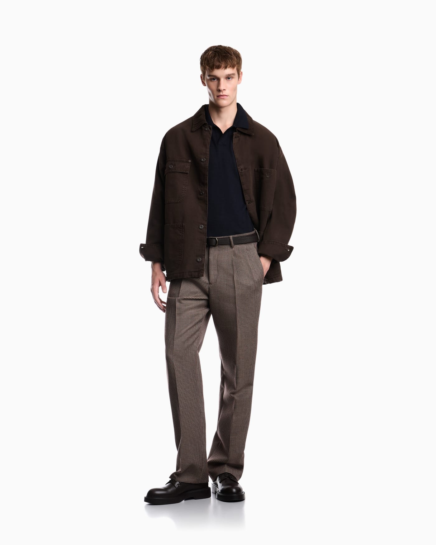 Virgin wool and silk polo neck sweater