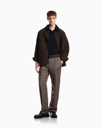 Virgin wool and silk polo neck sweater