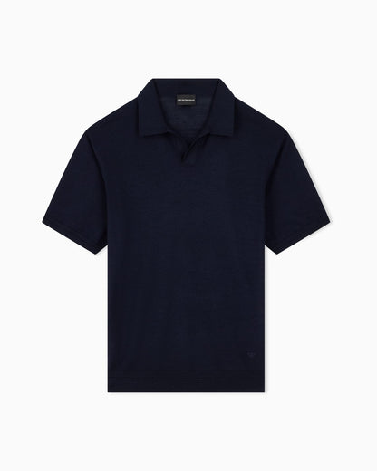 Virgin wool and silk polo neck sweater