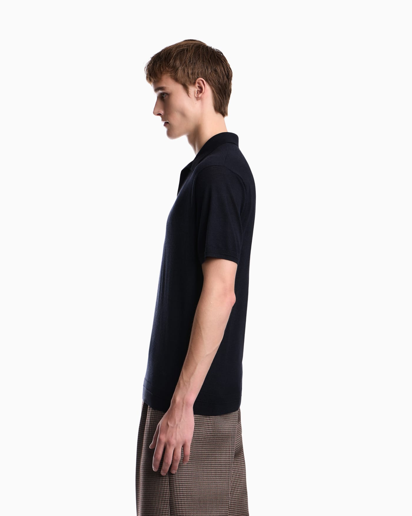 Virgin wool and silk polo neck sweater