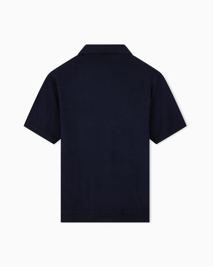 Virgin wool and silk polo neck sweater