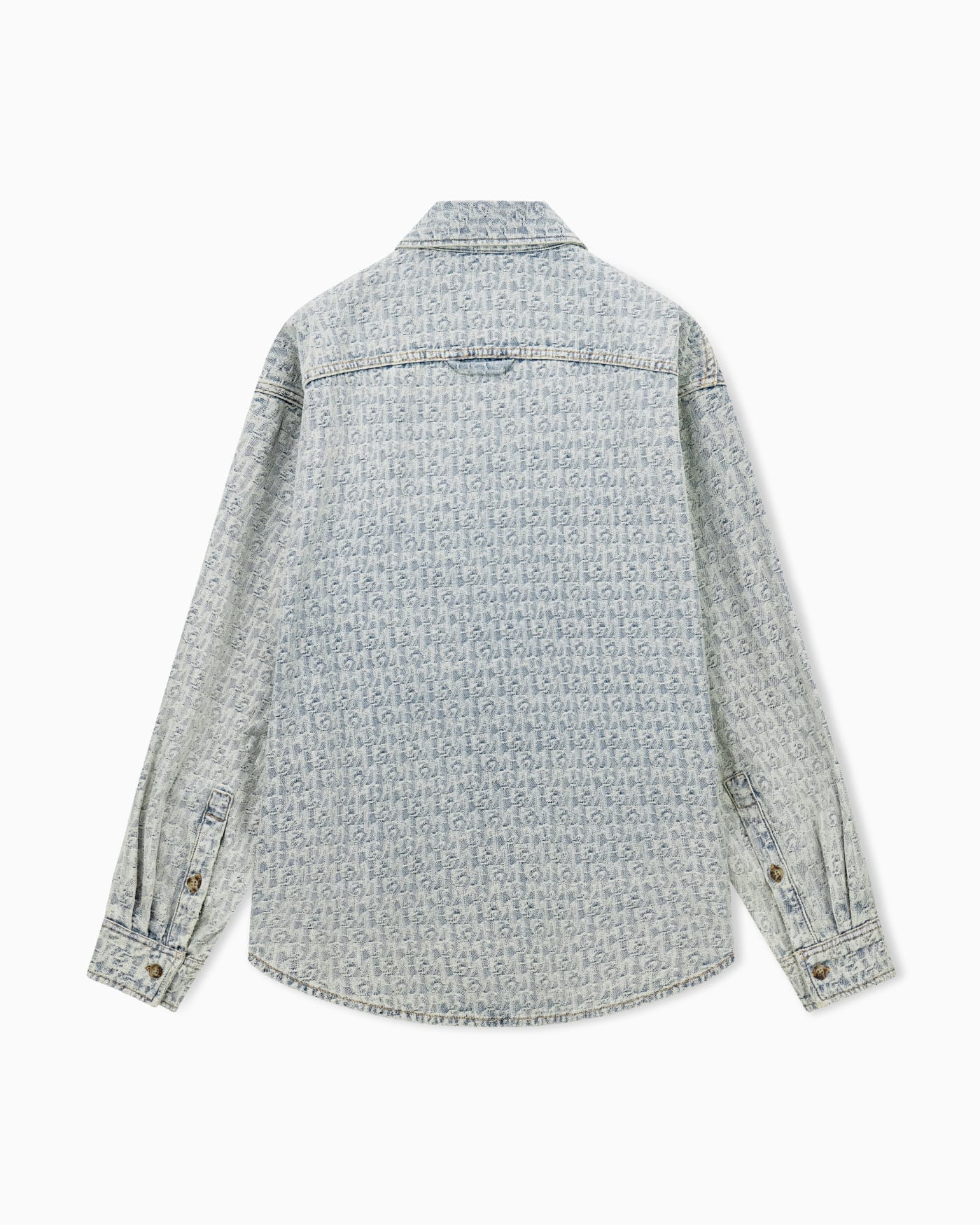 Denim shirt with an all-over jacquard monogram pattern