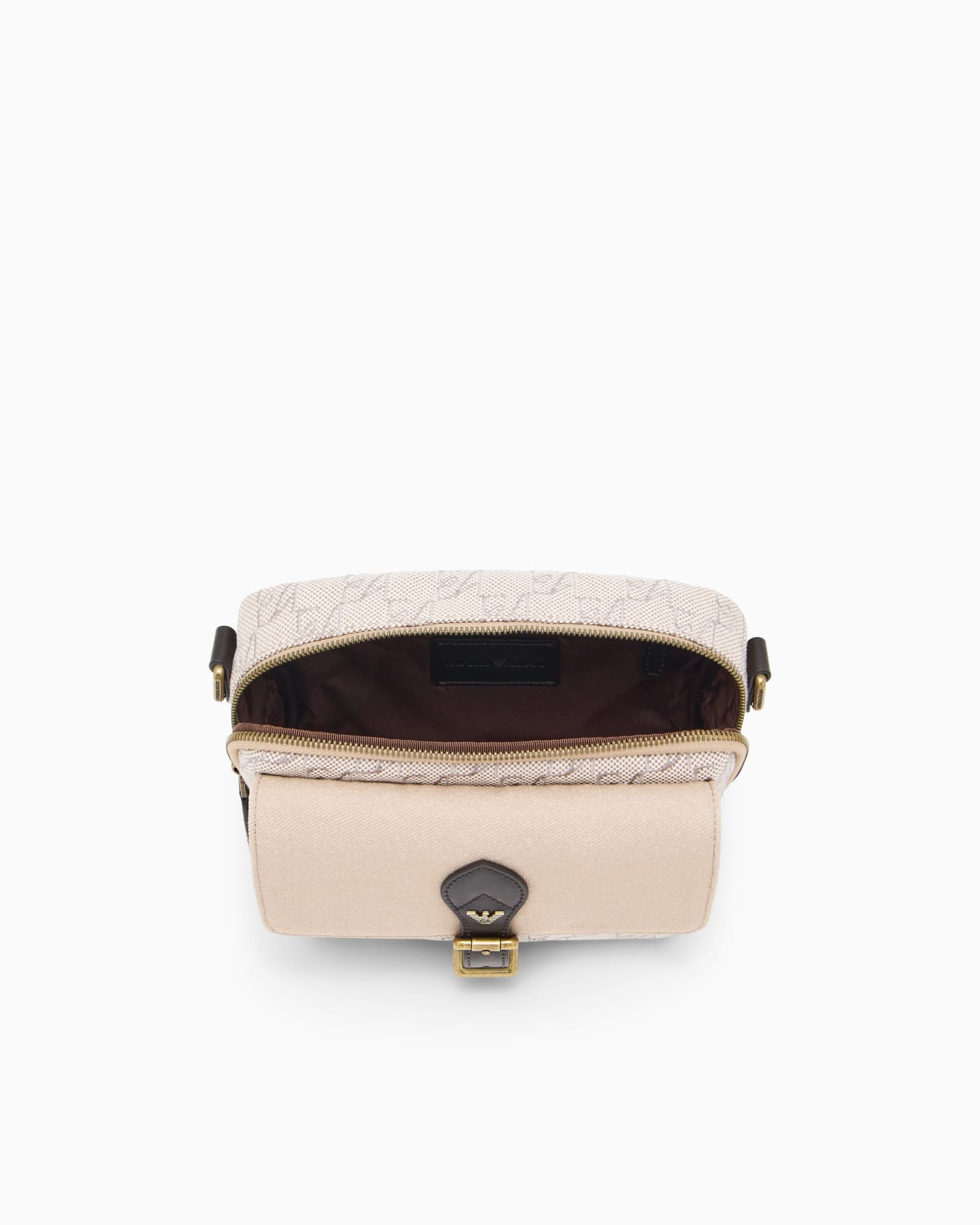 Crossbody bag in cotton with monogram pattern and buckle