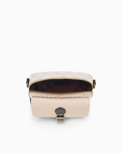 Crossbody bag in cotton with monogram pattern and buckle