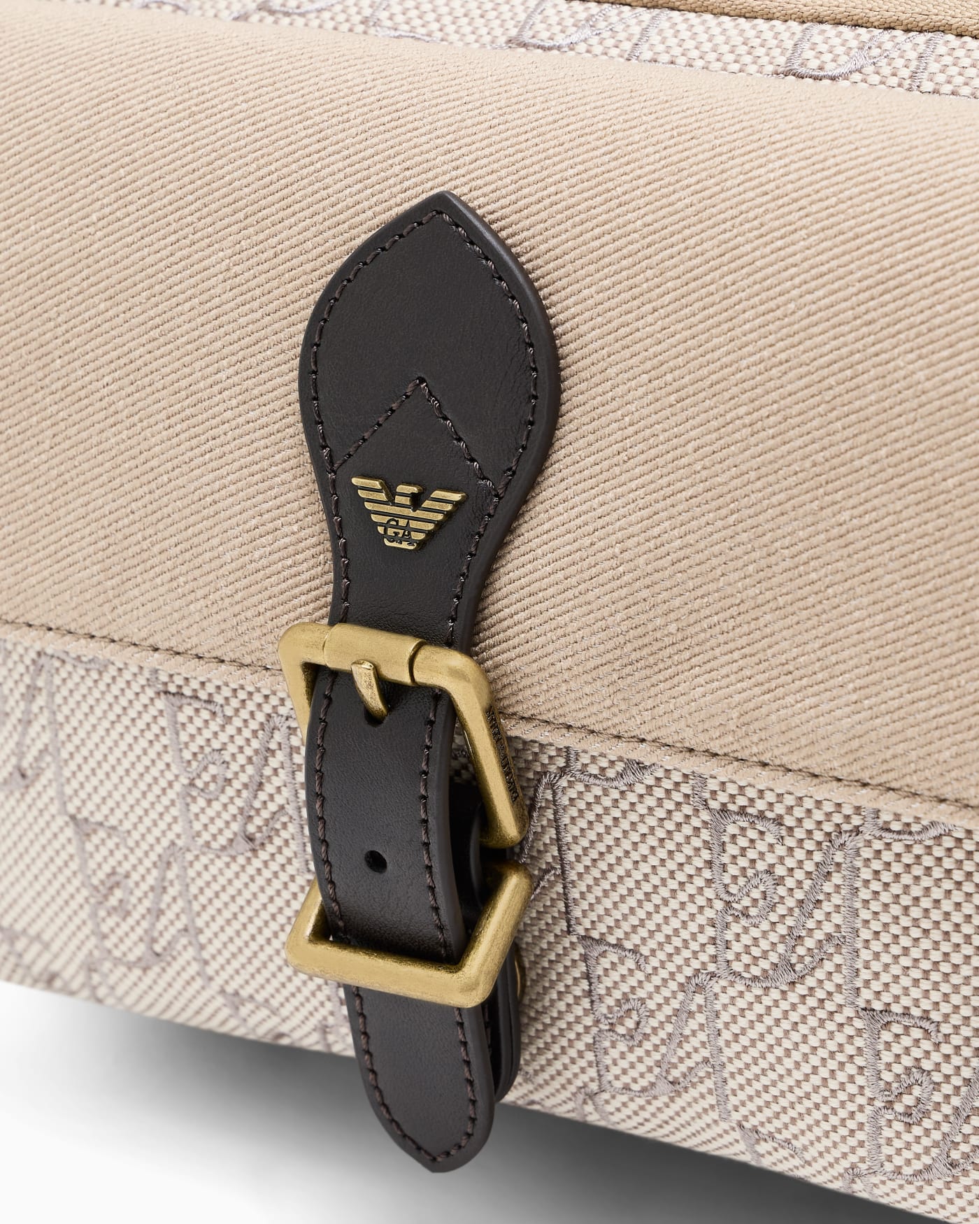 Crossbody bag in cotton with monogram pattern and buckle