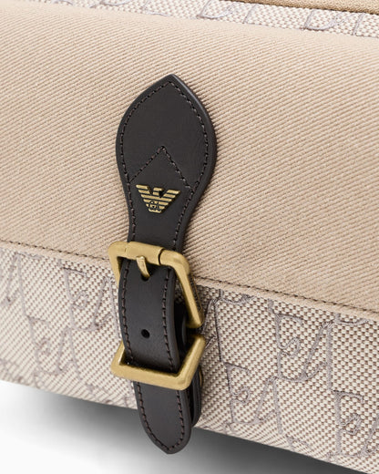 Crossbody bag in cotton with monogram pattern and buckle