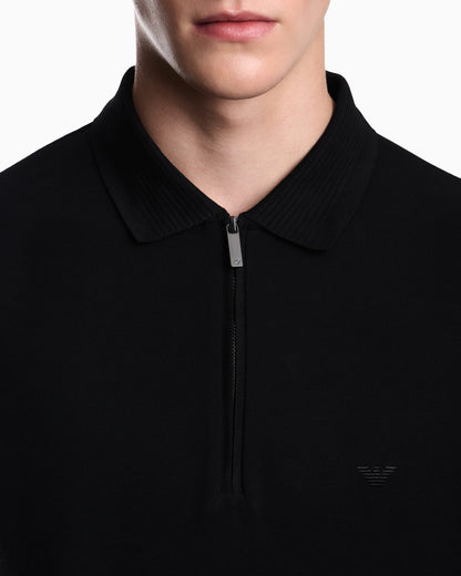 Polo shirt in piqué with partial zip