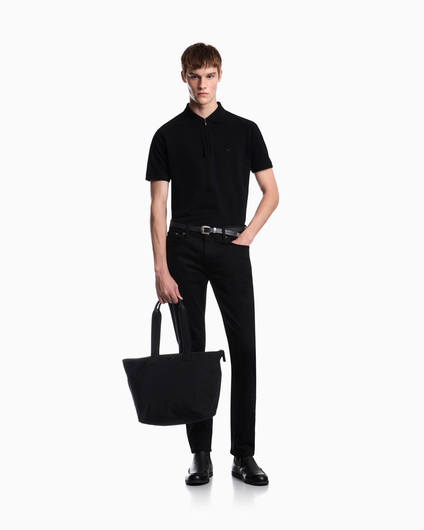 Polo shirt in piqué with partial zip