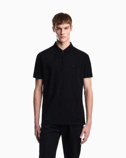 Polo shirt in piqué with partial zip
