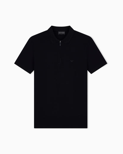 Polo shirt in piqué with partial zip