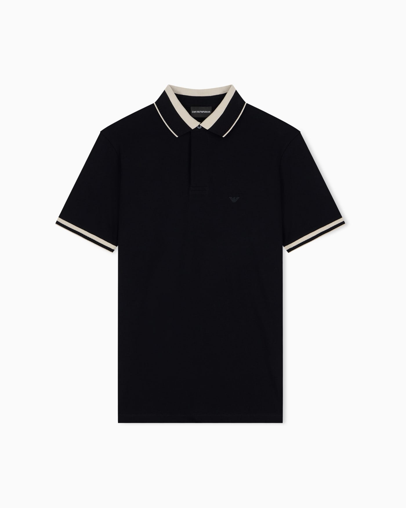 Piqué polo shirt with stripe detail on the collar