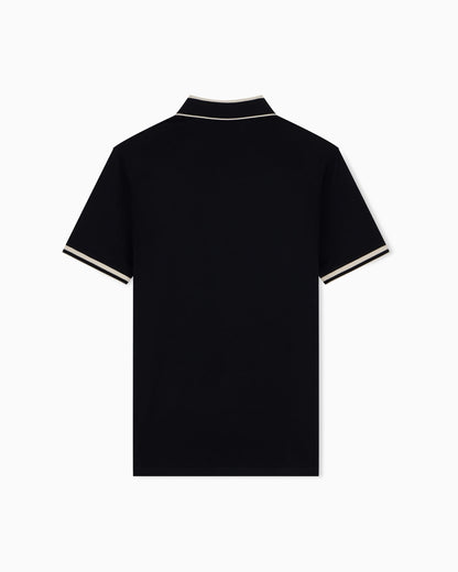 Piqué polo shirt with stripe detail on the collar