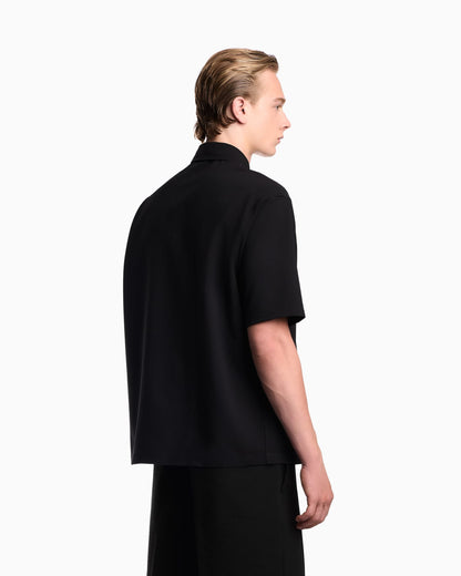 Seersucker shirt with down padding and rib details