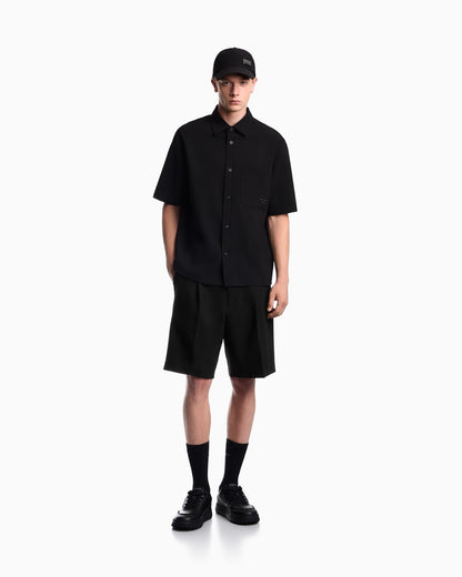 Seersucker shirt with down padding and rib details
