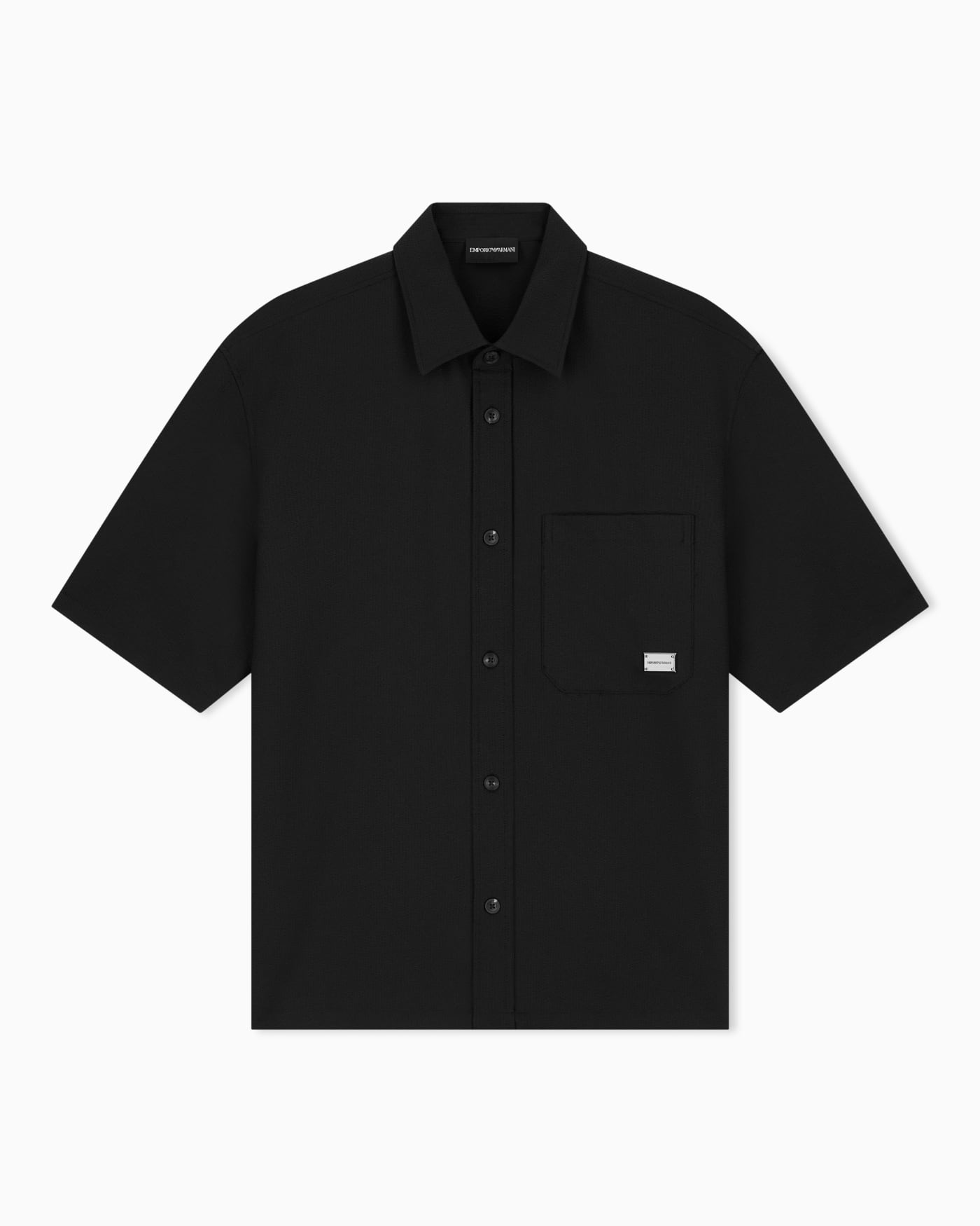 Seersucker shirt with down padding and rib details