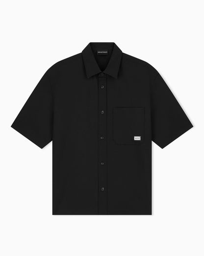 Seersucker shirt with down padding and rib details