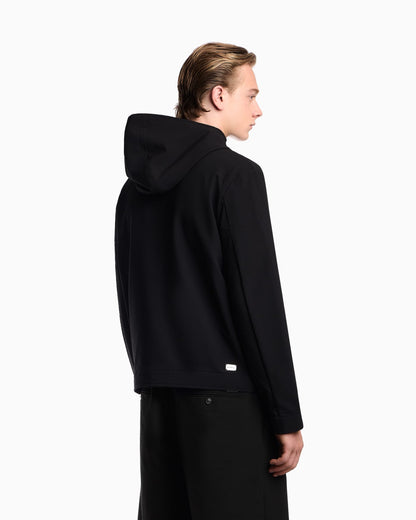 Blouson jacket seersucker with down and feather padding
