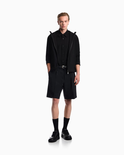 Blouson jacket seersucker with down and feather padding