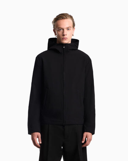 Blouson jacket seersucker with down and feather padding