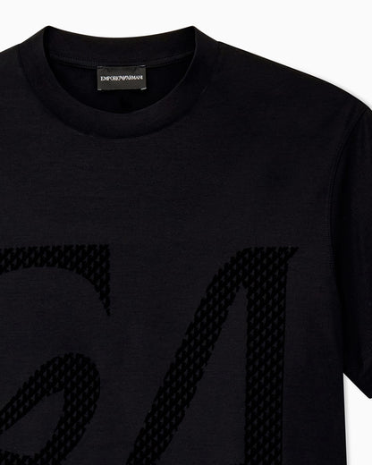 T-shirt in mixed lyocell jersey with maxi flock logo