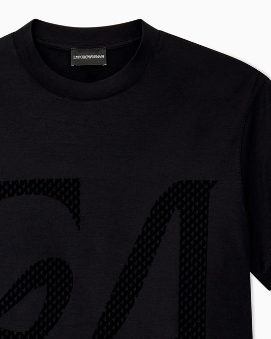 T-shirt in mixed lyocell jersey with maxi flock logo
