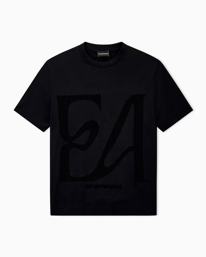T-shirt in mixed lyocell jersey with maxi flock logo