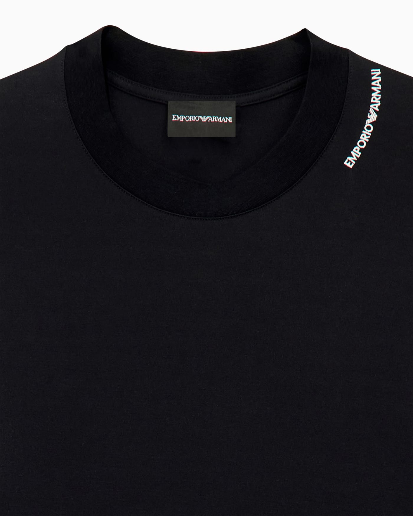 Modal jersey shirt with embroidered logo on neckline