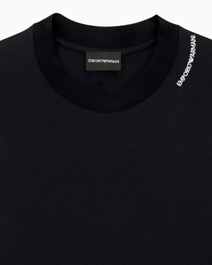 Modal jersey shirt with embroidered logo on neckline
