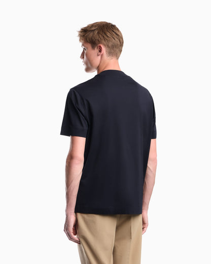 Jersey T-shirt with micro eagle embroidery