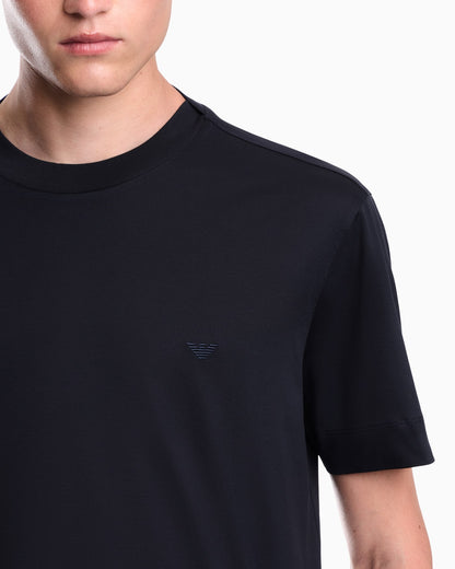 Jersey T-shirt with micro eagle embroidery