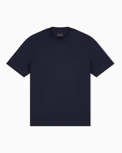 Jersey T-shirt with micro eagle embroidery