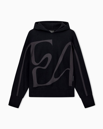 French terry jersey hoodie with oversized ea embroidery