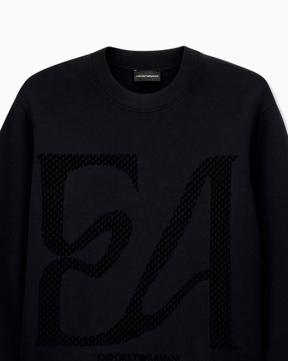Double jersey sweatshirt with large flocked logo