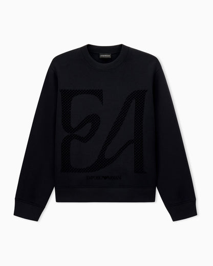 Double jersey sweatshirt with large flocked logo