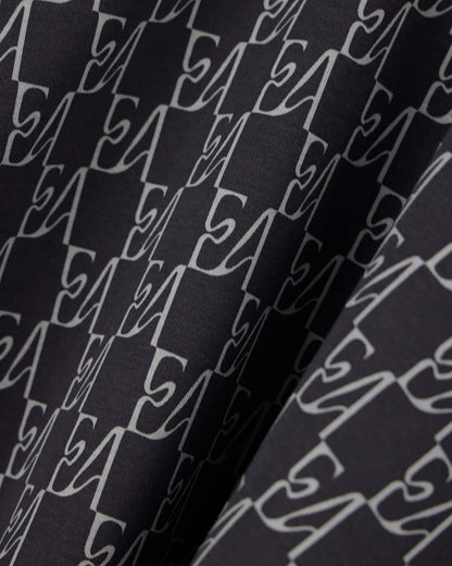 Double jersey hoodie with all-over logo print