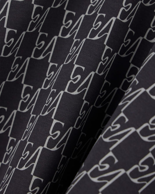 Double jersey hoodie with all-over logo print