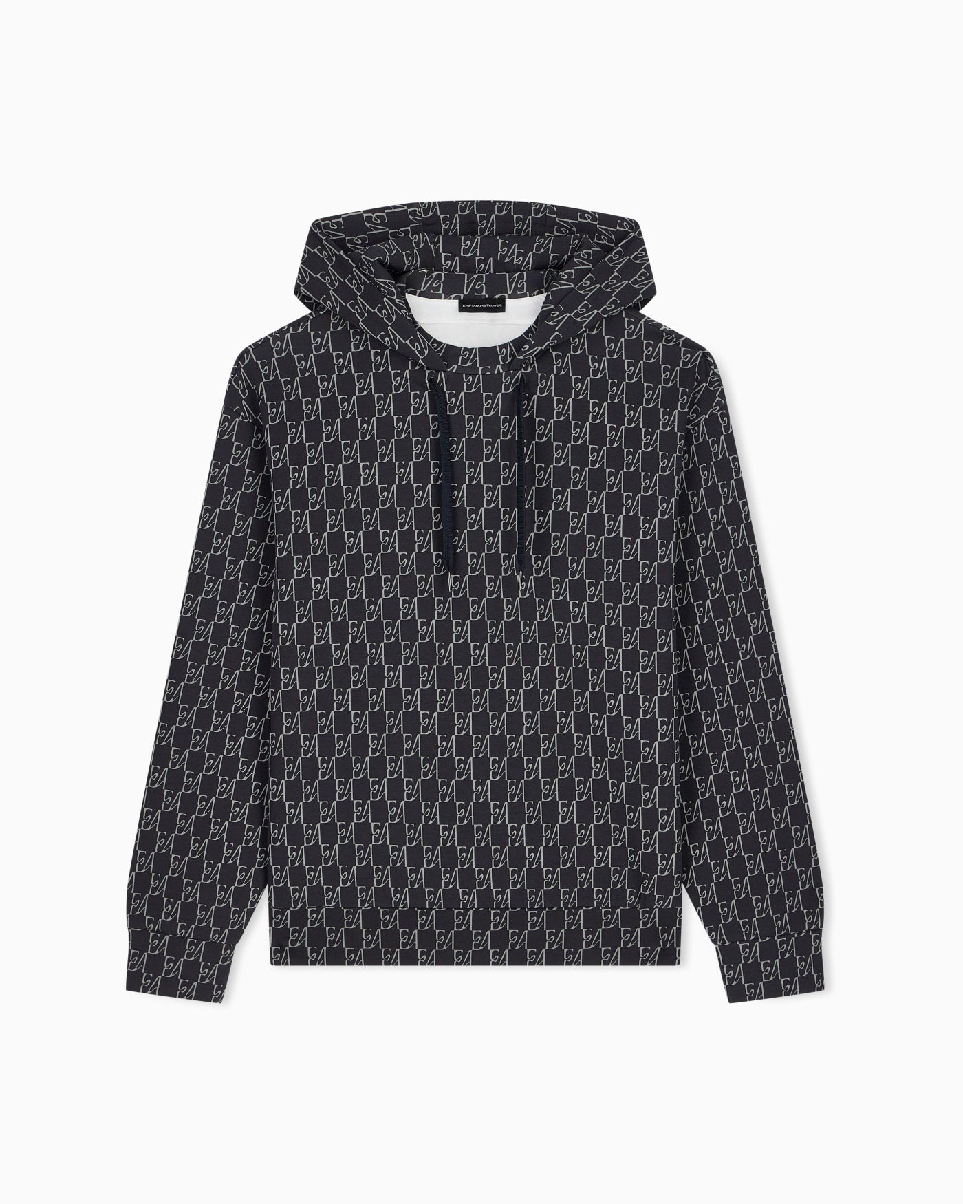 Double jersey hoodie with all-over logo print